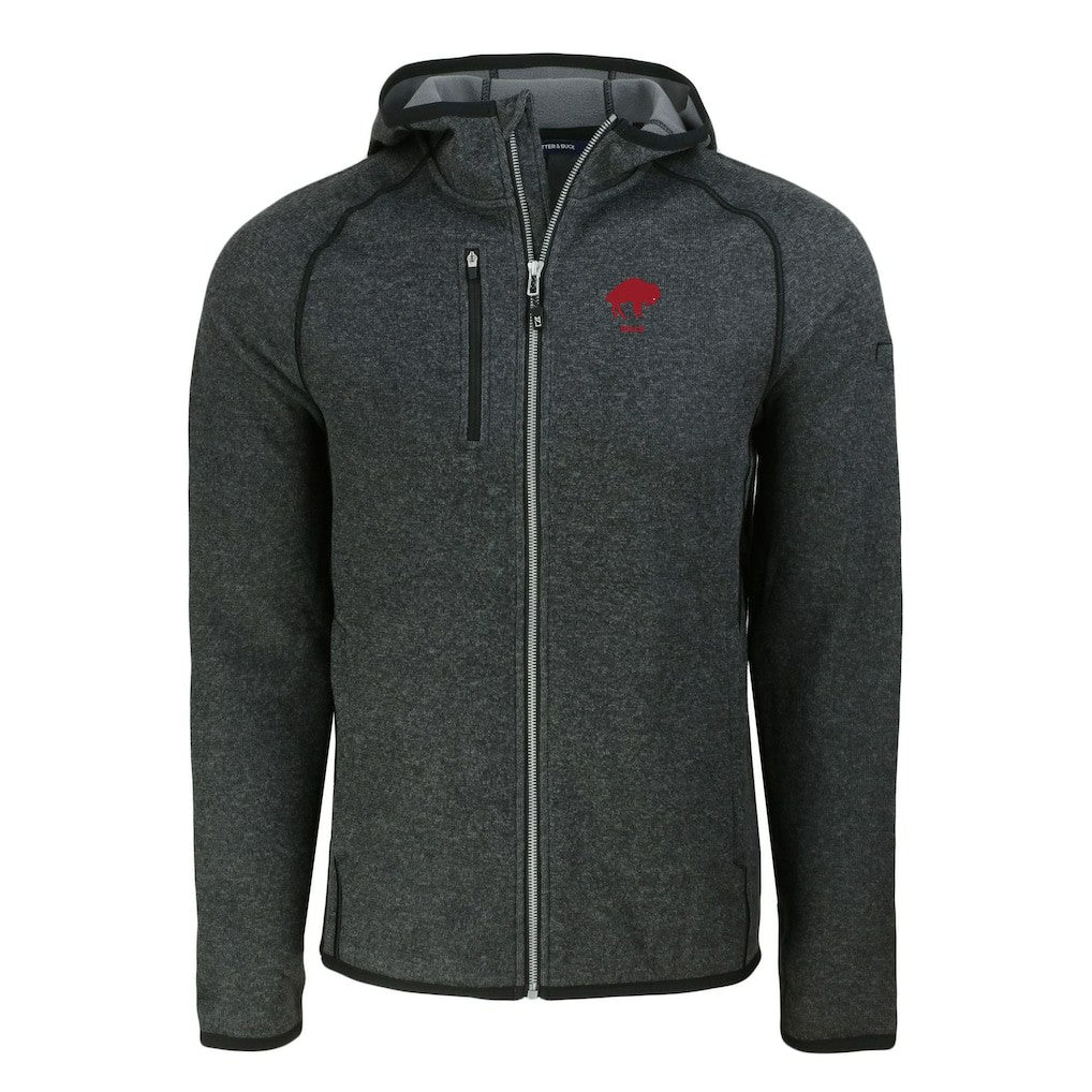 Buffalo Bills Cutter & Buck Throwback Mainsail Sweater-Knit Full-Zip Hoodie Heather Charcoal - NFL