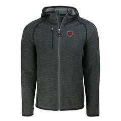 Chicago Bears Cutter & Buck Throwback Mainsail Sweater-Knit Full-Zip Hoodie Heather Charcoal - NFL