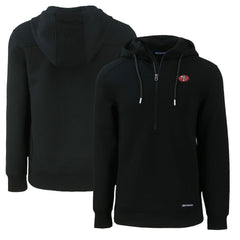San Francisco 49ers Cutter & Buck Throwback Roam Eco Half-Zip Recycled Pullover Hoodie Black - NFL