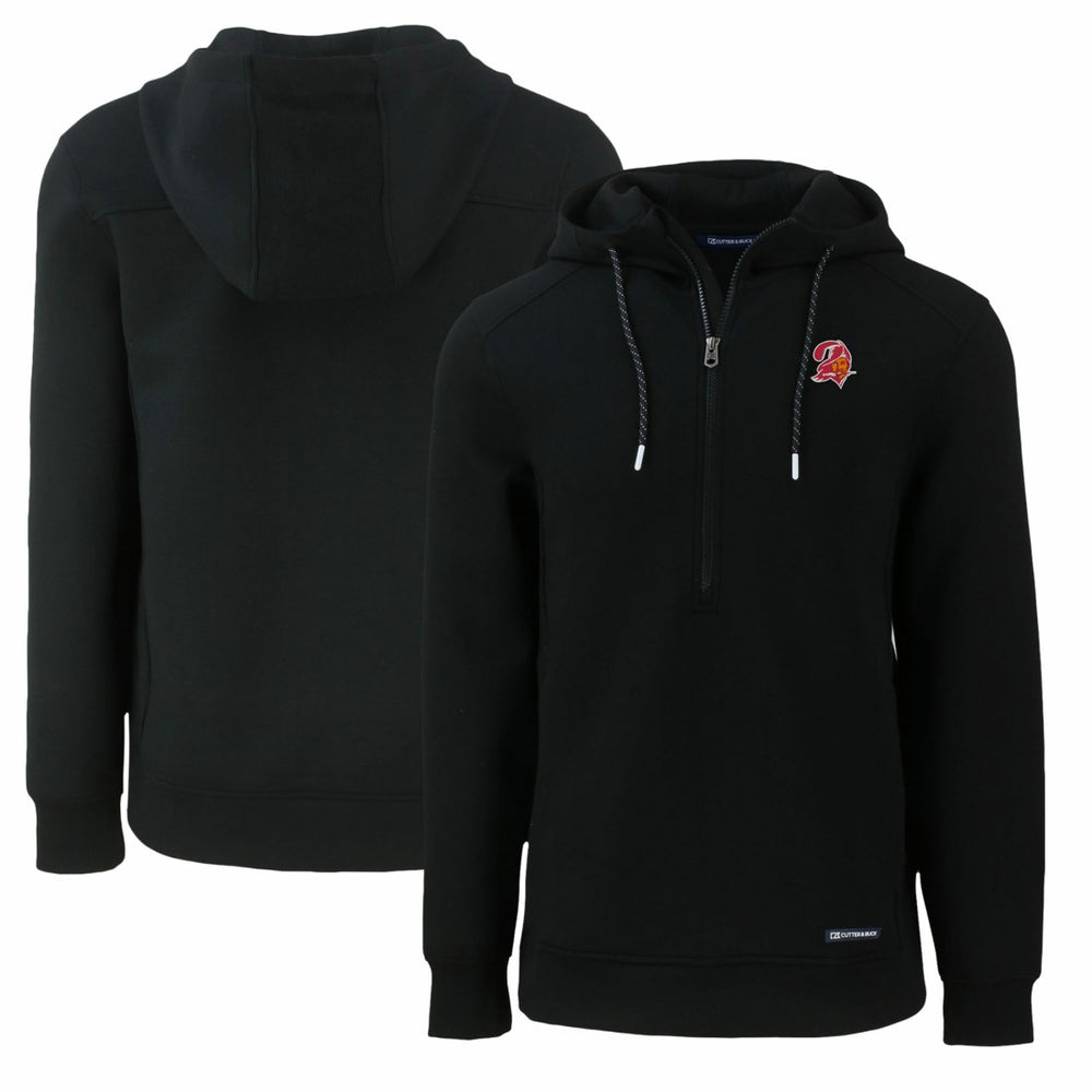 Tampa Bay Buccaneers Cutter & Buck Throwback Roam Eco Half-Zip Recycled Pullover Hoodie Black - NFL