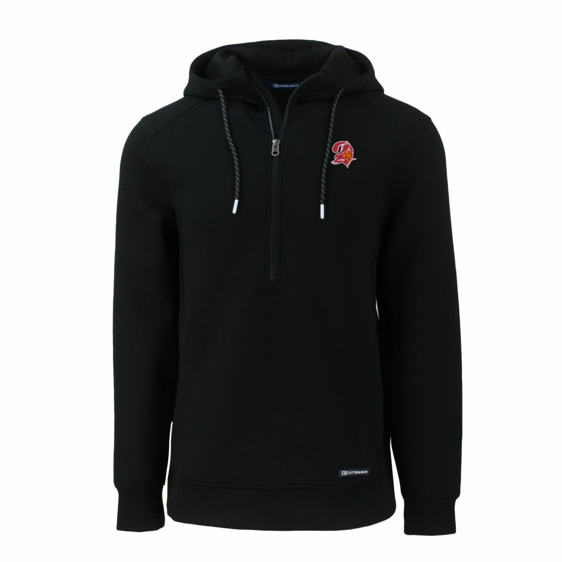 Tampa Bay Buccaneers Cutter & Buck Throwback Roam Eco Half-Zip Recycled Pullover Hoodie Black - NFL