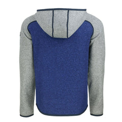 Denver Broncos Cutter & Buck Throwback Mainsail Sweater-Knit Full-Zip Hoodie Royal/Heather Gray - NFL