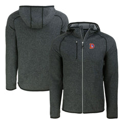 Denver Broncos Cutter & Buck Throwback Mainsail Sweater-Knit Full-Zip Hoodie Heather Charcoal - NFL