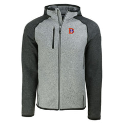 Denver Broncos Cutter & Buck Throwback Mainsail Sweater-Knit Full-Zip Hoodie Heather Gray/Heather Charcoal - NFL