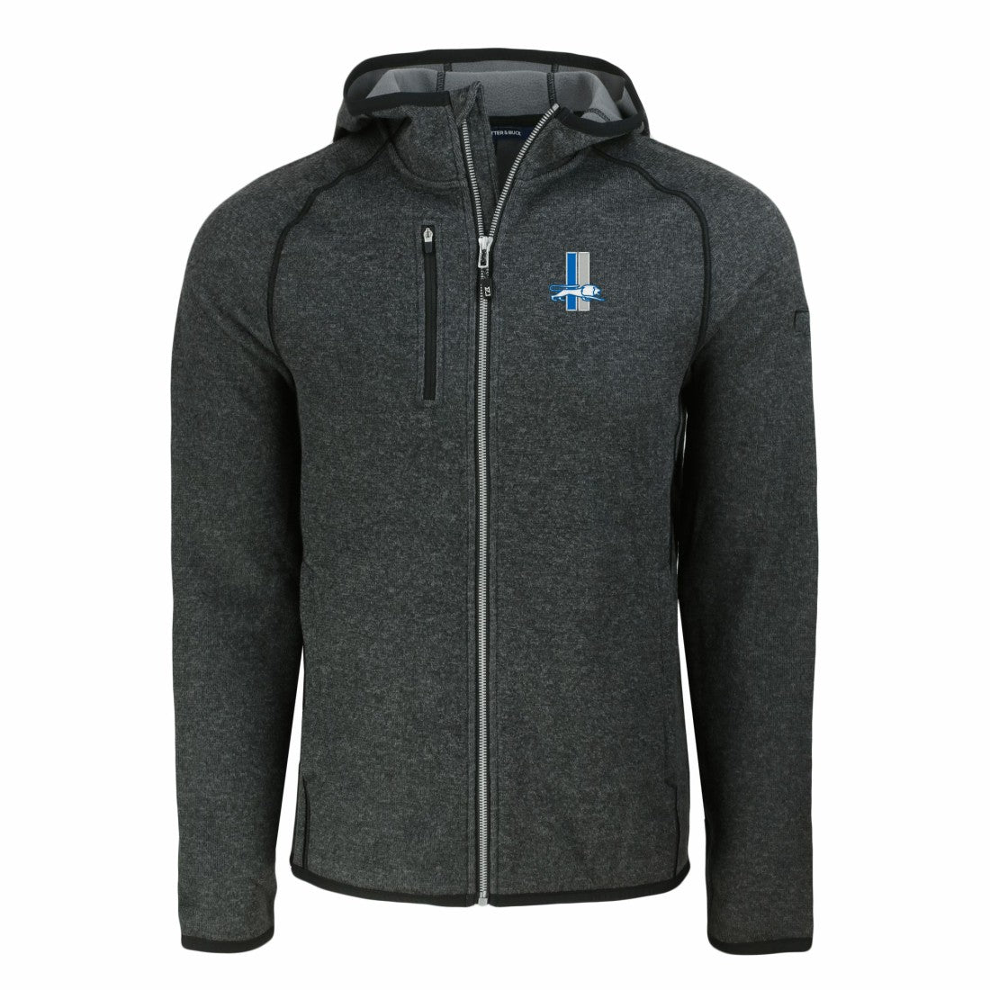 Detroit Lions Cutter & Buck Throwback Mainsail Sweater-Knit Full-Zip Hoodie Heather Charcoal - NFL