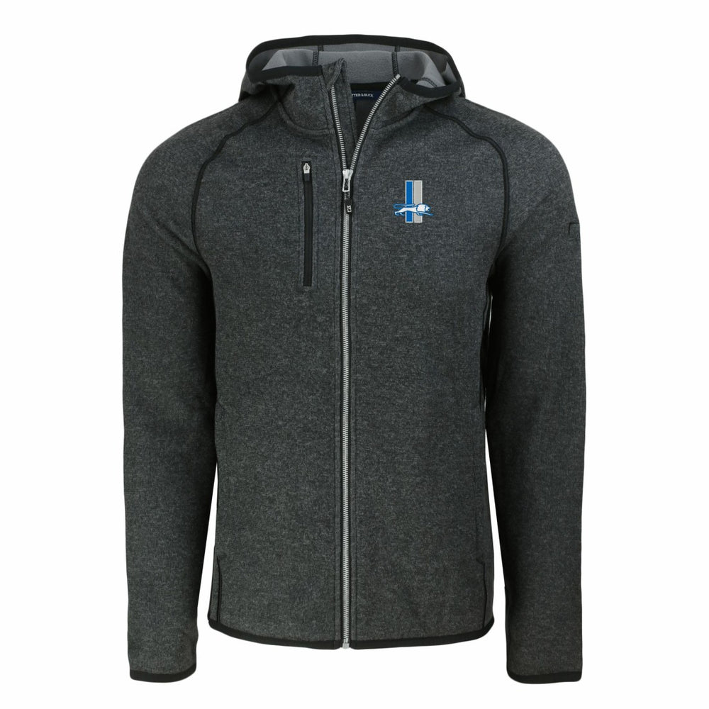 Detroit Lions Cutter & Buck Throwback Mainsail Sweater-Knit Full-Zip Hoodie Heather Charcoal - NFL