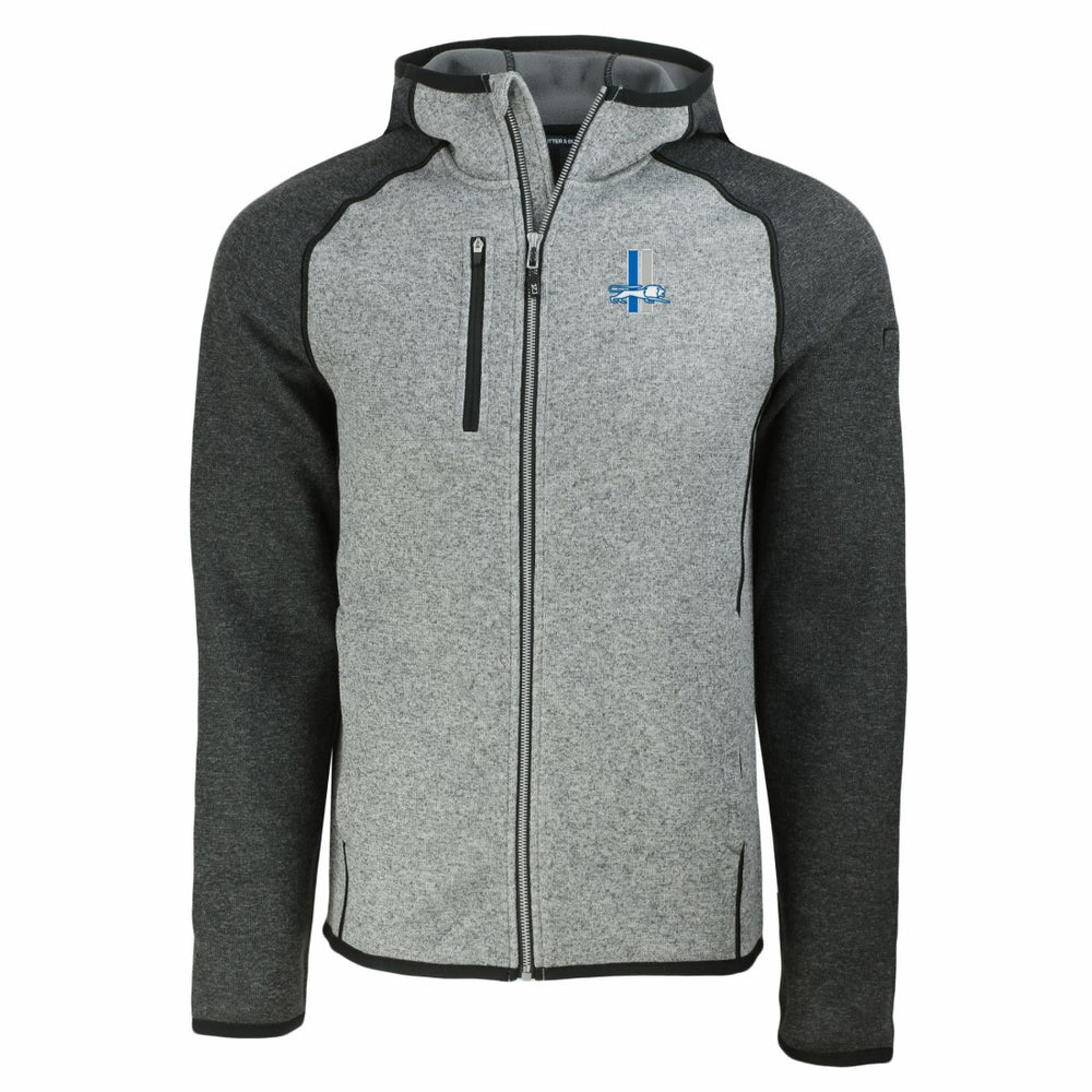 Detroit Lions Cutter & Buck Throwback Mainsail Sweater-Knit Full-Zip Hoodie Heather Gray/Heather Charcoal - NFL