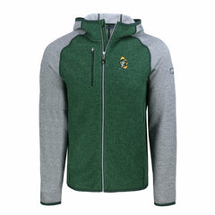 Green Bay Packers Cutter & Buck Throwback Mainsail Sweater-Knit Full-Zip Hoodie Heather Green/Heather Gray - NFL