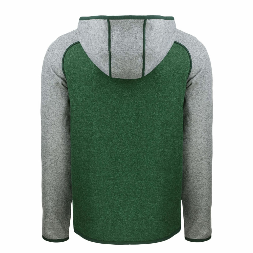 Green Bay Packers Cutter & Buck Throwback Mainsail Sweater-Knit Full-Zip Hoodie Heather Green/Heather Gray - NFL