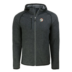 Miami Dolphins Cutter & Buck Throwback Mainsail Sweater-Knit Full-Zip Hoodie Heather Charcoal - NFL