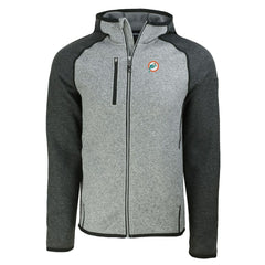 Miami Dolphins Cutter & Buck Throwback Mainsail Sweater-Knit Full-Zip Hoodie Heather Gray/Heather Charcoal - NFL