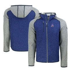 New England Patriots Cutter & Buck Throwback Mainsail Sweater-Knit Full-Zip Hoodie Royal/Heather Gray - NFL