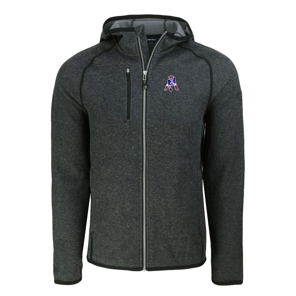 New England Patriots Cutter & Buck Throwback Mainsail Sweater-Knit Full-Zip Hoodie Heather Charcoal - NFL