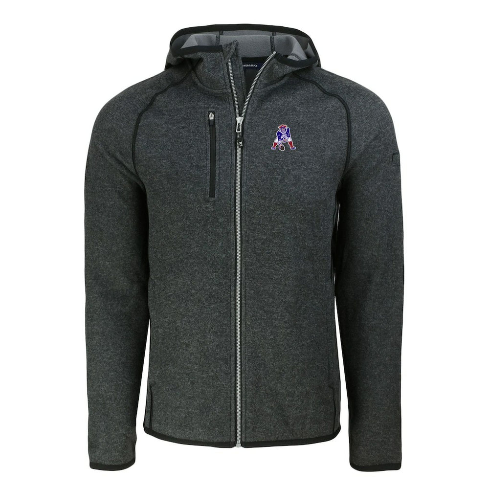 New England Patriots Cutter & Buck Throwback Mainsail Sweater-Knit Full-Zip Hoodie Heather Charcoal - NFL