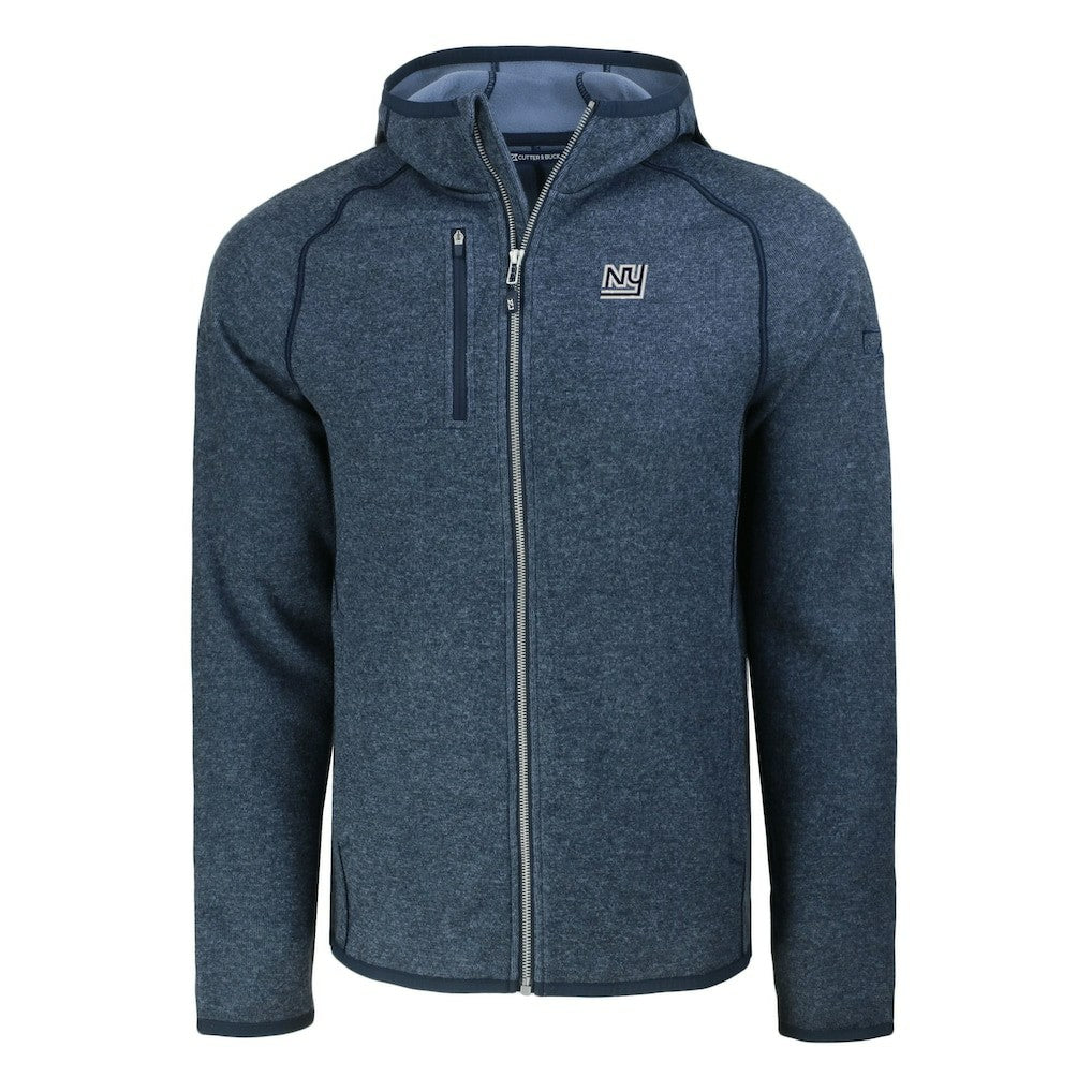 New York Giants Cutter & Buck Throwback Mainsail Sweater-Knit Full-Zip Hoodie Heather Navy - NFL
