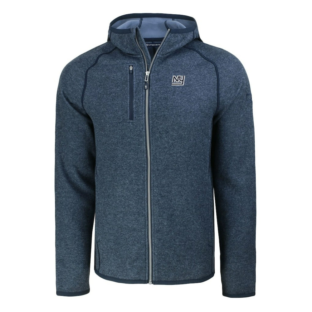 New York Giants Cutter & Buck Throwback Mainsail Sweater-Knit Full-Zip Hoodie Heather Navy - NFL