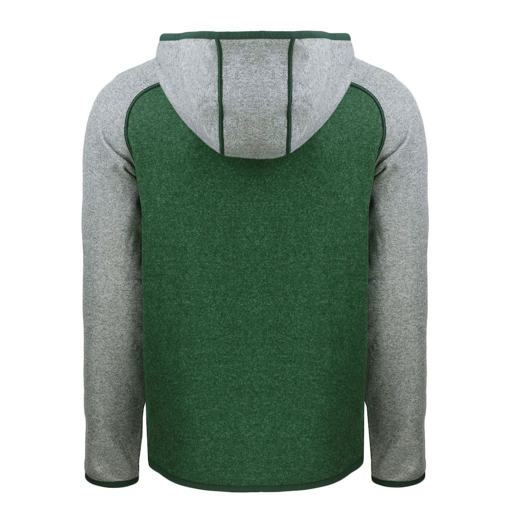 New York Jets Cutter & Buck Throwback Mainsail Sweater-Knit Full-Zip Hoodie Heather Green/Heather Gray - NFL