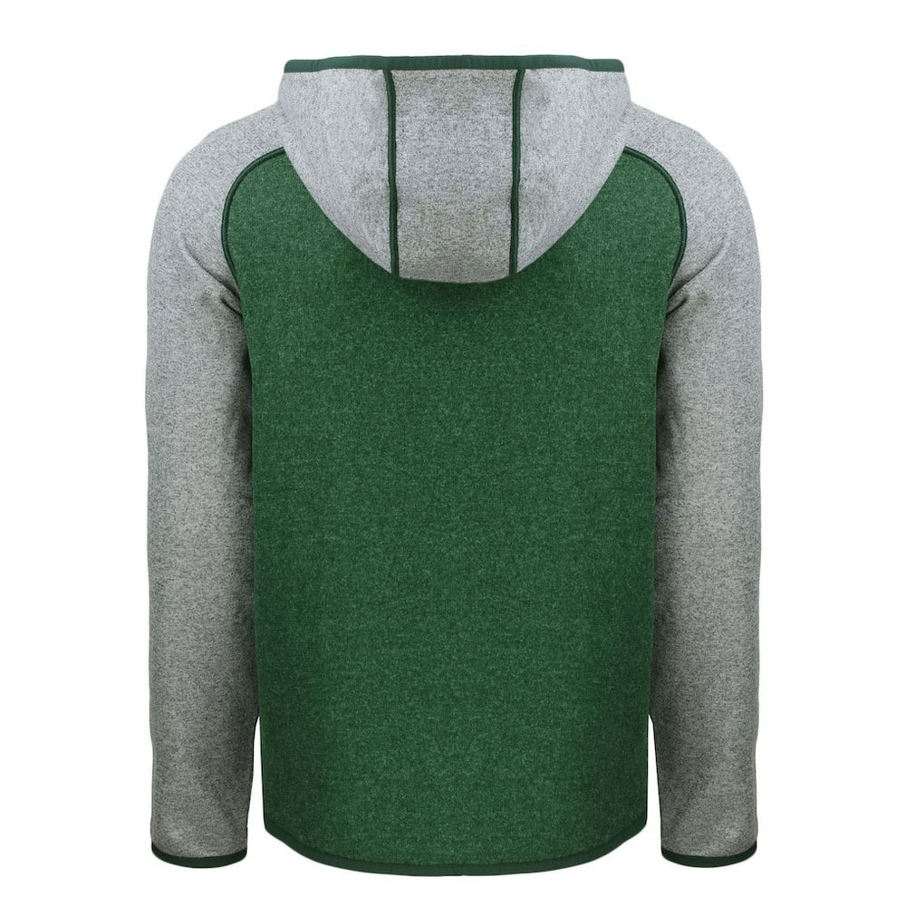 New York Jets Cutter & Buck Throwback Mainsail Sweater-Knit Full-Zip Hoodie Heather Green/Heather Gray - NFL