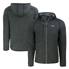 Philadelphia Eagles Cutter & Buck Throwback Mainsail Sweater-Knit Full-Zip Hoodie Heather Charcoal - NFL