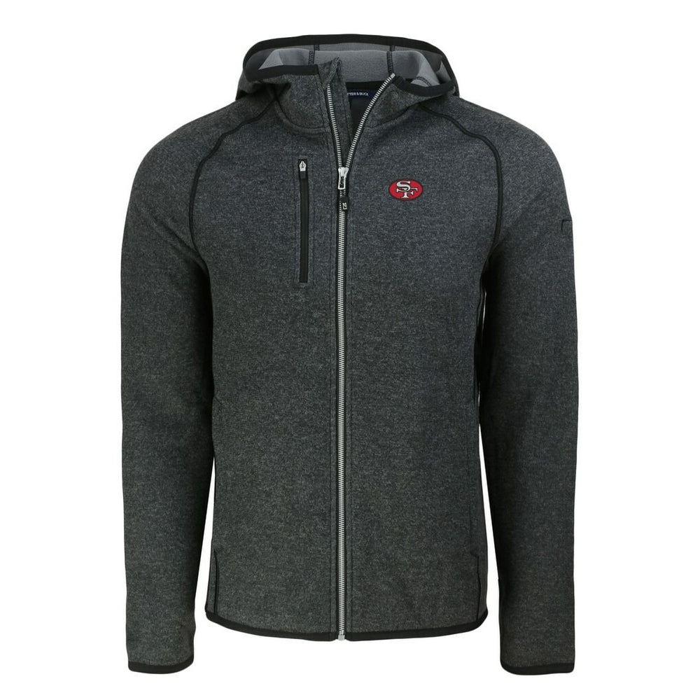 San Francisco 49ers Cutter & Buck Throwback Mainsail Sweater-Knit Full-Zip Hoodie Heather Charcoal - NFL