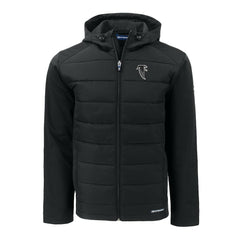 Atlanta Falcons Cutter & Buck Throwback Evoke Hybrid Eco Softshell Recycled Full-Zip Hoodie Jacket Black - NFL