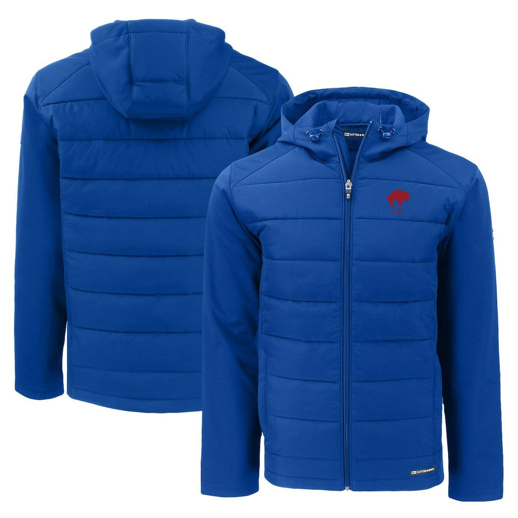 Buffalo Bills Cutter & Buck Throwback Evoke Hybrid Eco Softshell Recycled Full-Zip Hoodie Jacket Royal - NFL