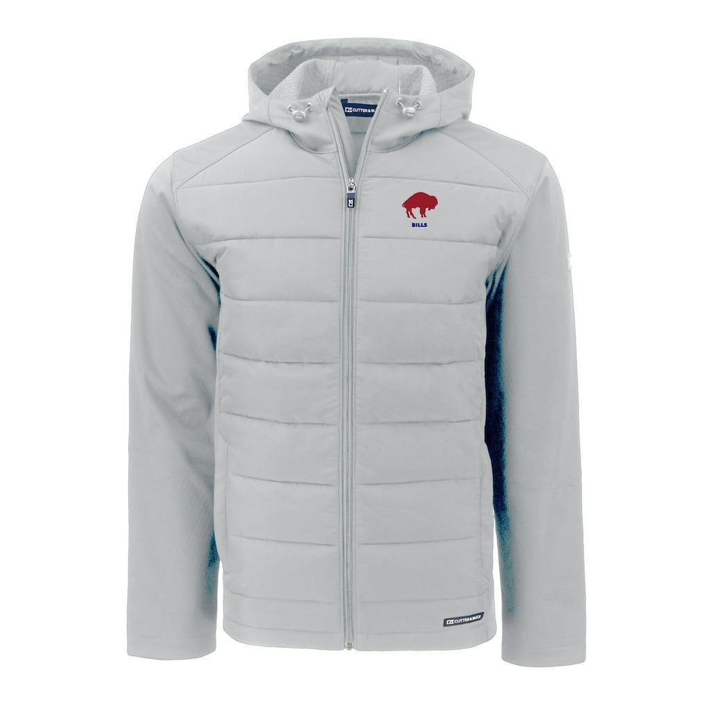 Buffalo Bills Cutter & Buck Throwback Evoke Hybrid Eco Softshell Recycled Full-Zip Hoodie Jacket Gray - NFL