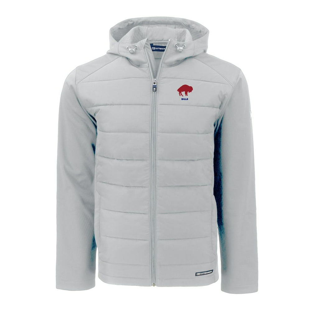 Buffalo Bills Cutter & Buck Throwback Evoke Hybrid Eco Softshell Recycled Full-Zip Hoodie Jacket Gray - NFL