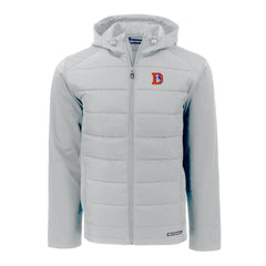 Denver Broncos Cutter & Buck Throwback Evoke Hybrid Eco Softshell Recycled Full-Zip Hoodie Jacket Gray - NFL
