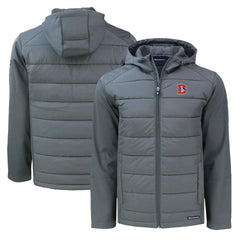Denver Broncos Cutter & Buck Throwback Evoke Hybrid Eco Softshell Recycled Full-Zip Hoodie Jacket Gray - NFL