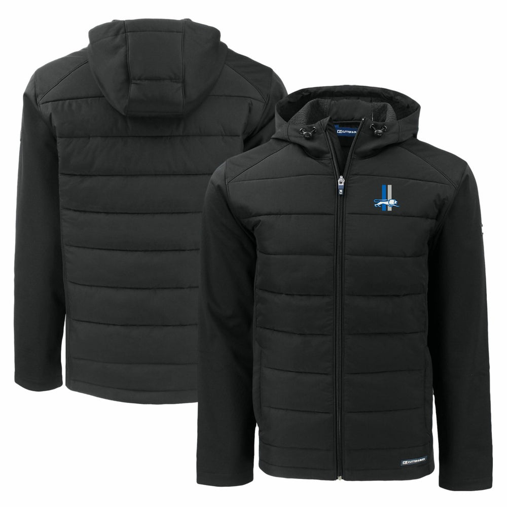 Detroit Lions Cutter & Buck Throwback Evoke Hybrid Eco Softshell Recycled Full-Zip Hoodie Jacket Black - NFL