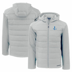 Detroit Lions Cutter & Buck Throwback Evoke Hybrid Eco Softshell Recycled Full-Zip Hoodie Jacket Gray - NFL