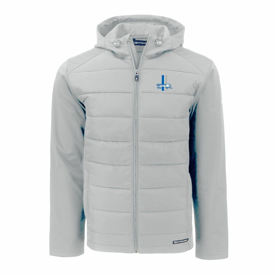 Detroit Lions Cutter & Buck Throwback Evoke Hybrid Eco Softshell Recycled Full-Zip Hoodie Jacket Gray - NFL