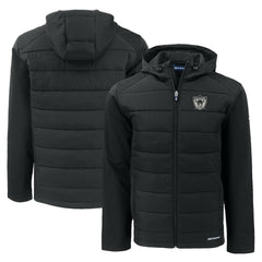 Las Vegas Raiders Cutter & Buck Throwback Evoke Hybrid Eco Softshell Recycled Full-Zip Hoodie Jacket Black - NFL