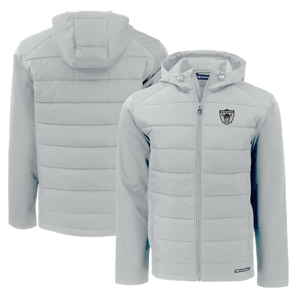 Las Vegas Raiders Cutter & Buck Throwback Evoke Hybrid Eco Softshell Recycled Full-Zip Hoodie Jacket Gray - NFL