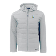 Los Angeles Chargers Cutter & Buck Throwback Evoke Hybrid Eco Softshell Recycled Full-Zip Hoodie Jacket Gray - NFL