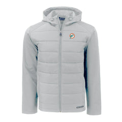 Miami Dolphins Cutter & Buck Throwback Evoke Hybrid Eco Softshell Recycled Full-Zip Hoodie Jacket Gray - NFL