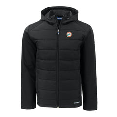 Miami Dolphins Cutter & Buck Throwback Evoke Hybrid Eco Softshell Recycled Full-Zip Hoodie Jacket Black - NFL
