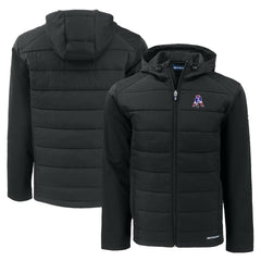 New England Patriots Cutter & Buck Throwback Evoke Hybrid Eco Softshell Recycled Full-Zip Hoodie Jacket Black - NFL