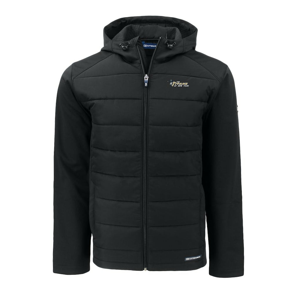 New York Jets Cutter & Buck Throwback Evoke Hybrid Eco Softshell Recycled Full-Zip Hoodie Jacket Black - NFL