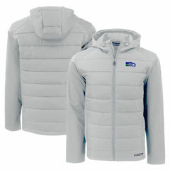 Seattle Seahawks Cutter & Buck Throwback Evoke Hybrid Eco Softshell Recycled Full-Zip Hoodie Jacket Gray - NFL