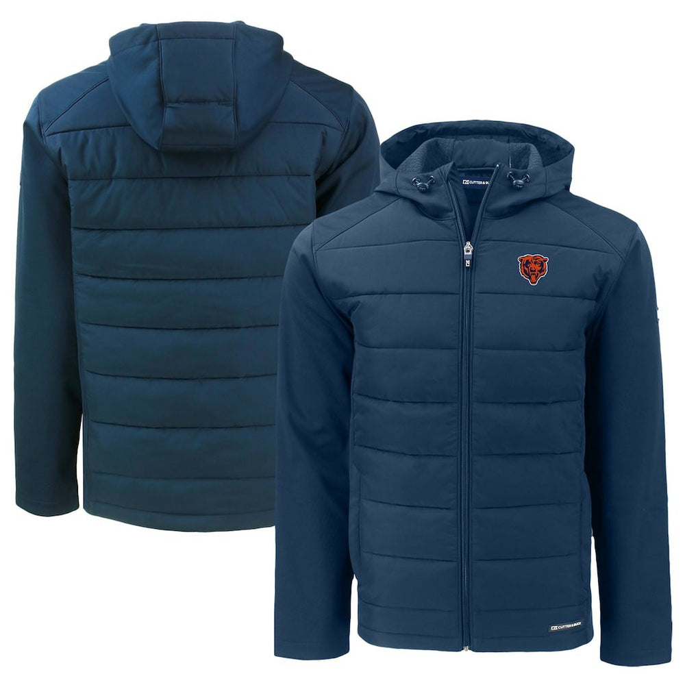 Chicago Bears Cutter & Buck Throwback Big & Tall Evoke Hybrid Eco Softshell Recycled Full-Zip Jacket Navy - NFL