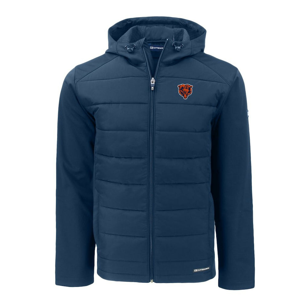 Chicago Bears Cutter & Buck Throwback Big & Tall Evoke Hybrid Eco Softshell Recycled Full-Zip Jacket Navy - NFL