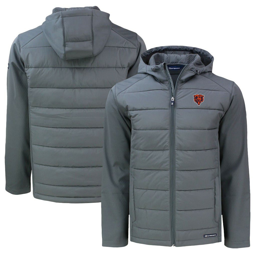 Chicago Bears Cutter & Buck Throwback Big & Tall Evoke Hybrid Eco Softshell Recycled Full-Zip Jacket Gray - NFL