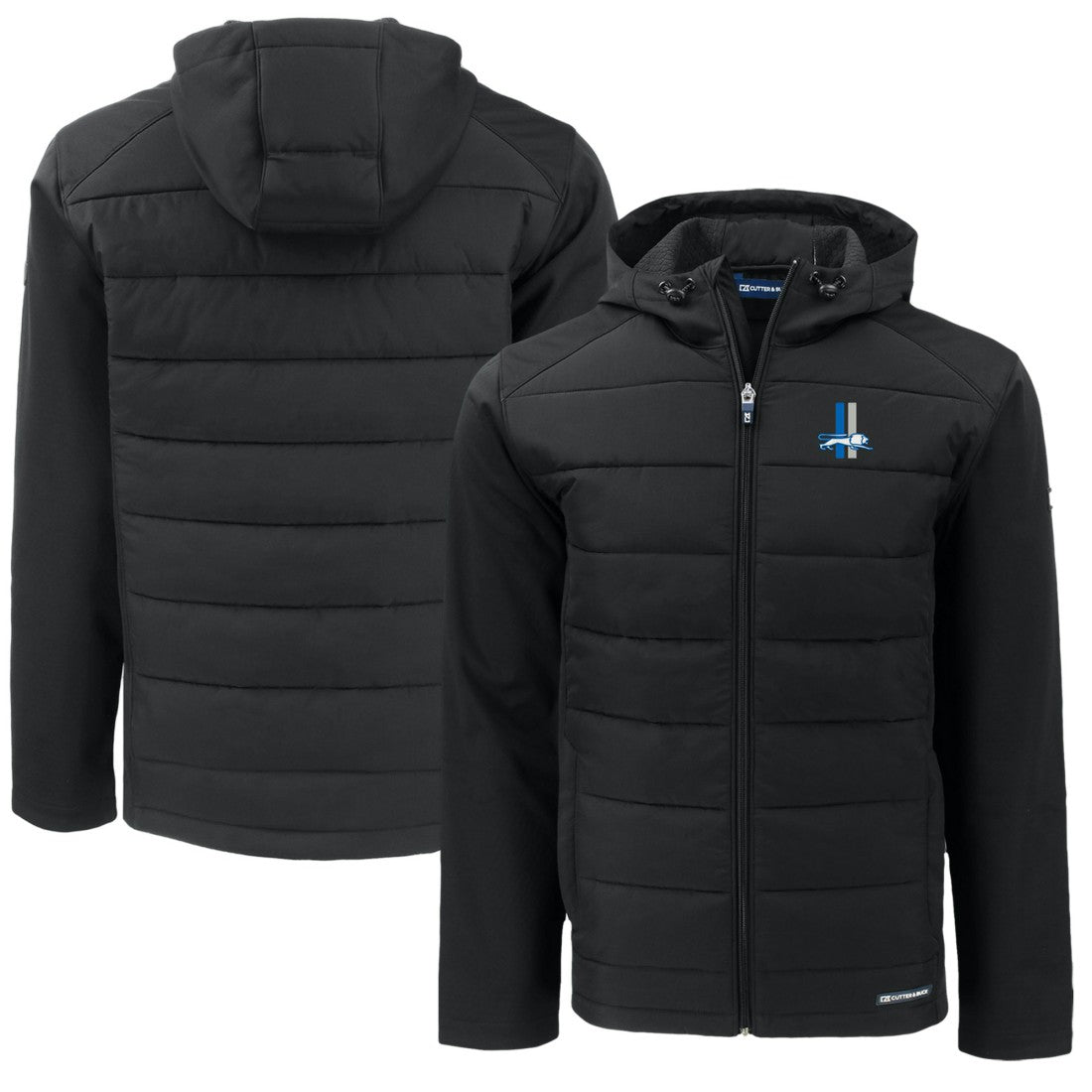 Detroit Lions Cutter & Buck Throwback Big & Tall Evoke Hybrid Eco Softshell Recycled Full-Zip Jacket Black - NFL