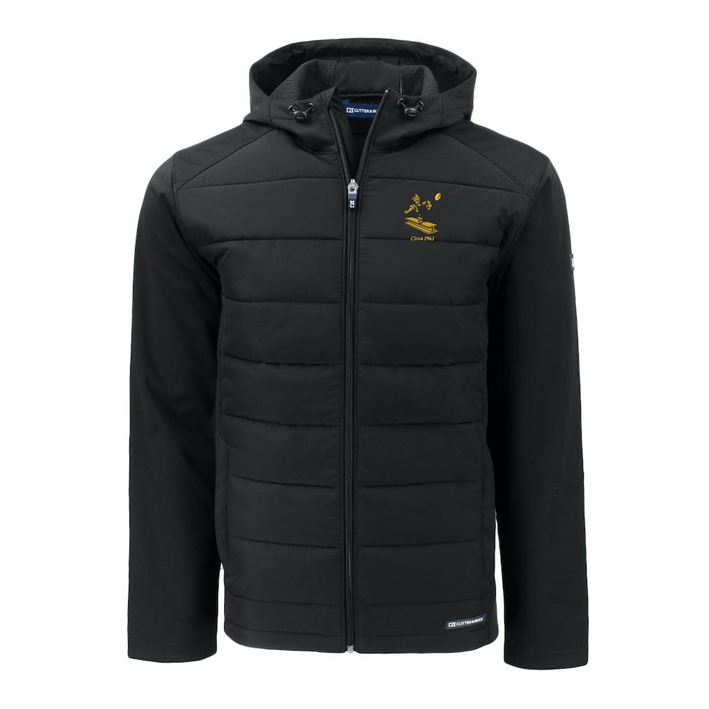 Pittsburgh Steelers Cutter & Buck Throwback Big & Tall Evoke Hybrid Eco Softshell Recycled Full-Zip Hoodie Black - NFL