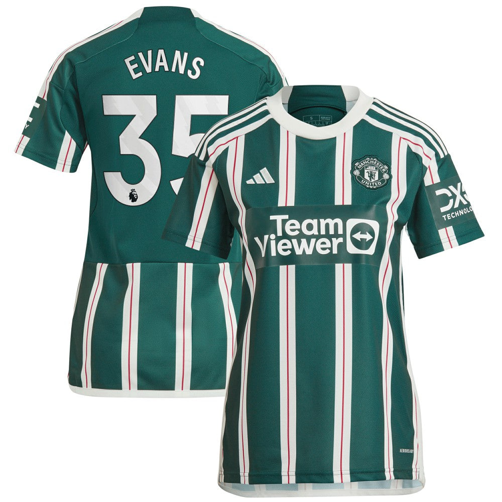 Adidas Jonny Evans Manchester United Women's 2023/24 Away Replica Player Jerseys – Green