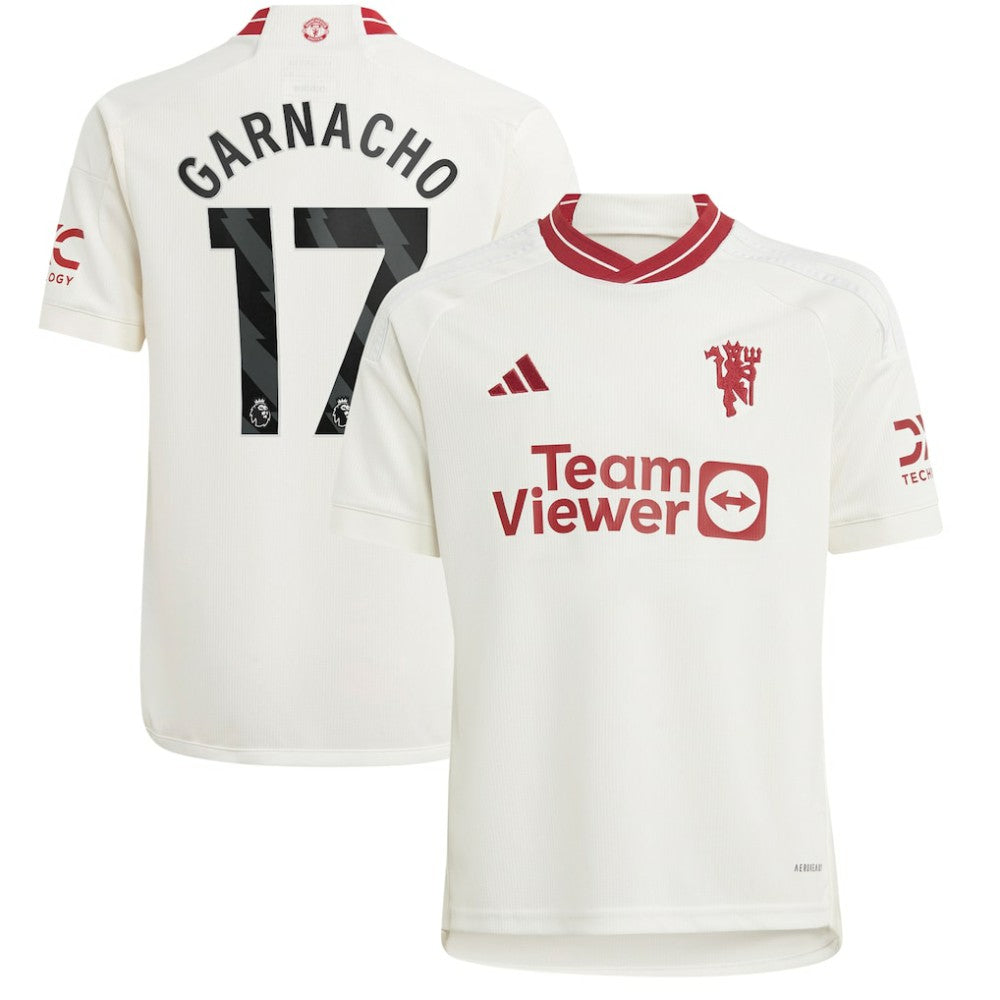 Adidas Alejandro Garnacho Manchester United Youth 2023/24 Third Replica Player Jerseys – White
