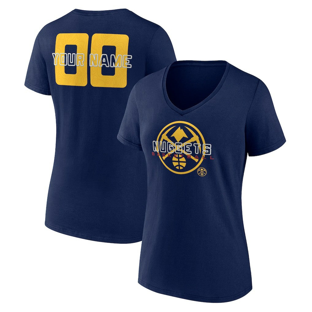 NBA - Denver Nuggets Women's Stellar Personalized Name & Number V-Neck T-Shirt - Navy