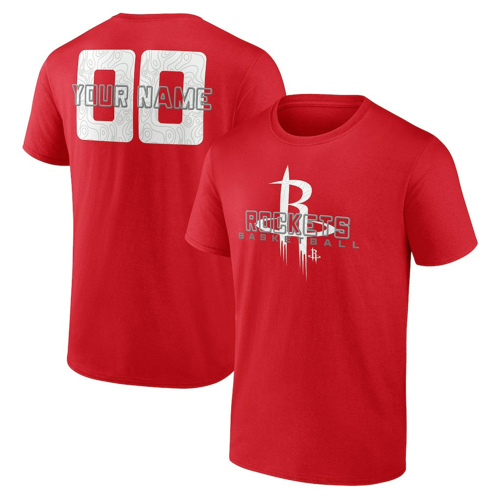 NBA - Houston Rockets Stellar Personalized Name & Number T-Shirt - Red